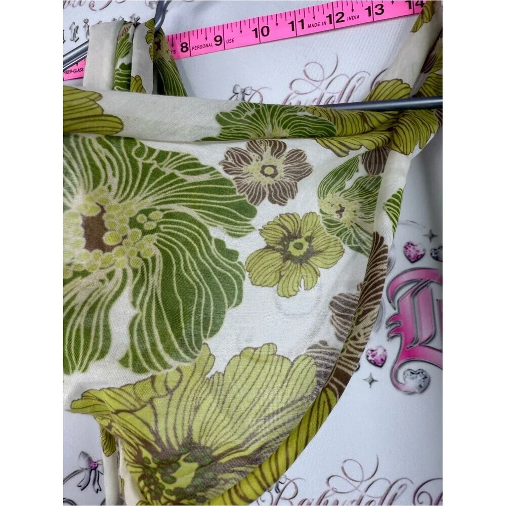 Scarf or head band bandana Floral Lightweight Scarf in Olive Green and Tan